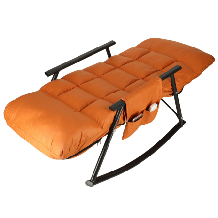 Fotoliu balansoar tip sezlong, pliabil pentru gradina, cu buzunar lateral, 137x49x74 cm, maxim 100 kg, portocaliu [5]