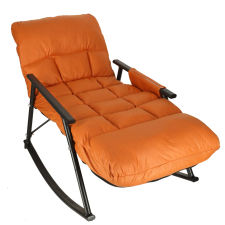 Gradina & balcon - Fotoliu balansoar tip sezlong, pliabil pentru gradina, cu buzunar lateral, 137x49x74 cm, maxim 100 kg, portocaliu