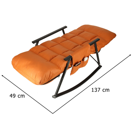 Fotoliu balansoar tip sezlong, pliabil pentru gradina, cu buzunar lateral, 137x49x74 cm, maxim 100 kg, portocaliu [11]