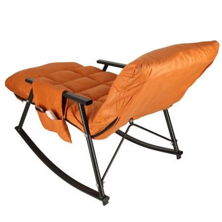 Fotoliu balansoar tip sezlong, pliabil pentru gradina, cu buzunar lateral, 137x49x74 cm, maxim 100 kg, portocaliu [8]