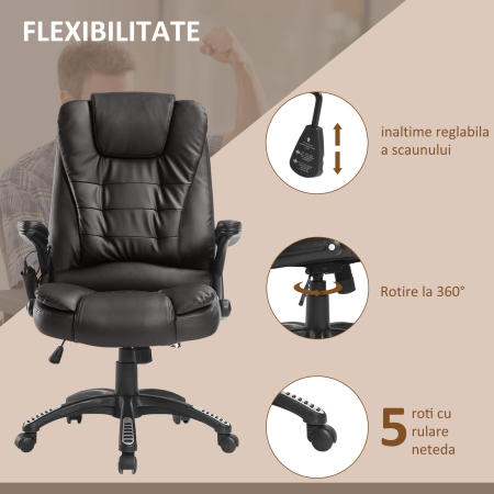  Fotoliu Birou 62×68×111-121 cm - Masaj, incalzire & Reglaj Electric [4]