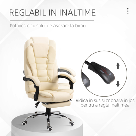  Fotoliu Birou Alb - Prezidential, Rabatabil & Reglabil [3]