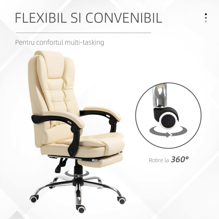  Fotoliu Birou Alb - Prezidential, Rabatabil & Reglabil [5]