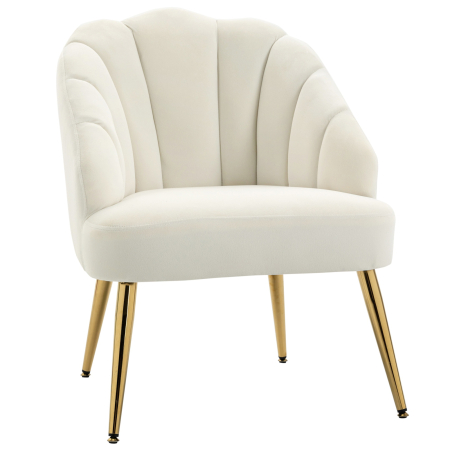 Mobila bucatarie -  Fotoliu Catifea Crem - 63×65×84 cm, Spatar Tip Scoica Elegant