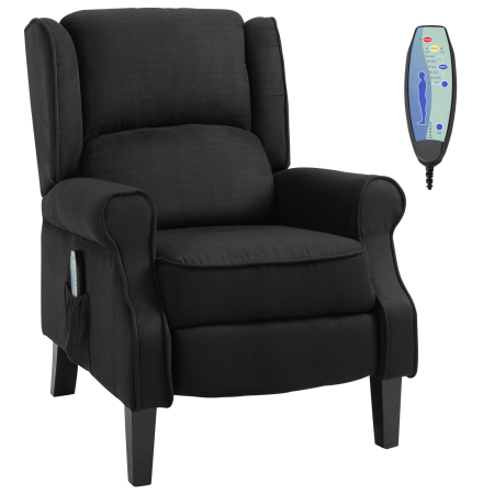 Scaune bucatarie & living - Fotoliu cu Masaj Relaxare cu inclinare, Functie de incalzire si Telecomanda, 78x83x101 cm, Negru