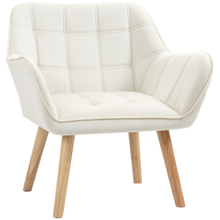 Bucatarie -  Fotoliu de design scandinav din lemn si catifea de culoare crem, pentru sufragerie sau birou, 67x61,5x71cm