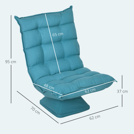  Fotoliu de Podea Relaxant Rotativ 360° cu Spatar Reglabil in 5 Pozitii, 62x70x95 cm, Albastru [2]
