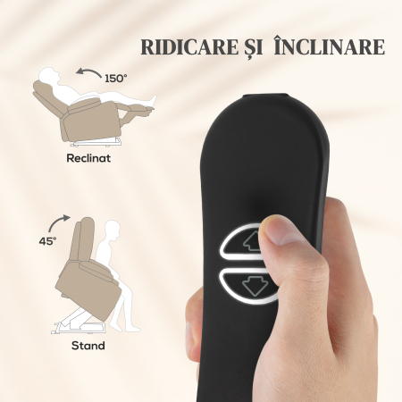  Fotoliu de Ridicare Masajant si Reclinabil cu 2 Buzunare si Telecomanda, 93x104x105 cm, Bej [3]