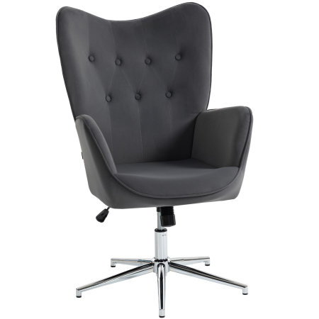 Living & hol -  Fotoliu de Salon Rotativ cu Manere, din Catifea, cu Functie de Leganare si inaltime Reglabila, Gri inchis