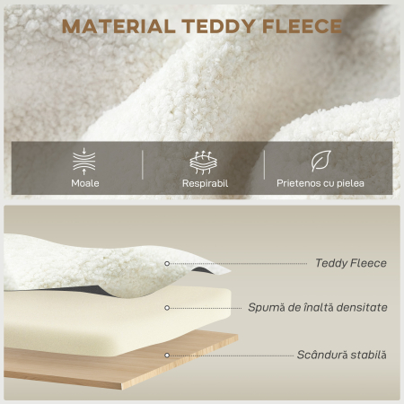  Fotoliu de Salon Tapitat cu Spatiu de Depozitare Ascuns, Spatar inalt, Fotoliu Modern cu Cotiere, Perna Lombara si sezut Spatios, din Plus Teddy, pentru Dormitor si Sufragerie, Crem [3]