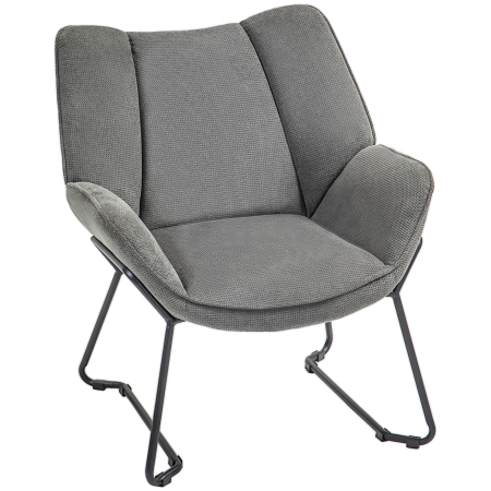 Tabureti si fotolii -  Fotoliu Decorativ cu Brate inclinate, din Material Textil cu Aspect de In si Otel, 71,5x67x79 cm, Gri