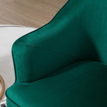 Fotoliu dormitor din material textil cu efect catifea  cu picioare din otel auriu, 62x69x75 cm, verde [8]