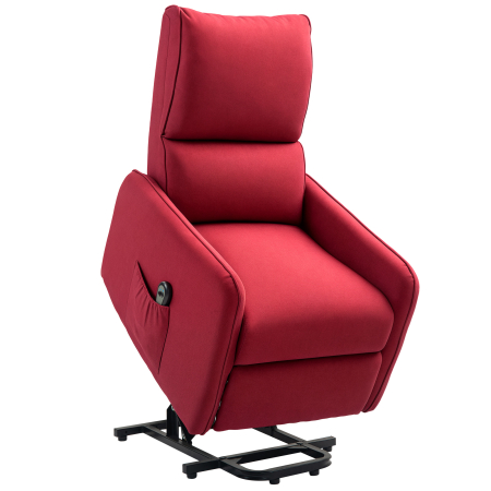 Scaune bucatarie & living -  Fotoliu Electric Cu Ridicare - Telecomanda & Suport Picioare, Rosu