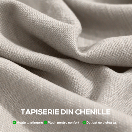  Fotoliu Living cu Tapiterie Groasa, sezut Spatios, Cusaturi Duble, Fotoliu pentru Dormitor din Chenille Moale, Usor de Asamblat, Cadru din Otel, pentru Sufragerie, Birou, Bej [4]