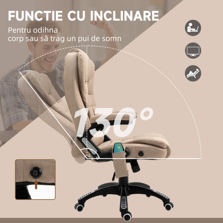  Fotoliu Masaj Bej - 6 Puncte, incalzire & inaltime Reglabila [5]