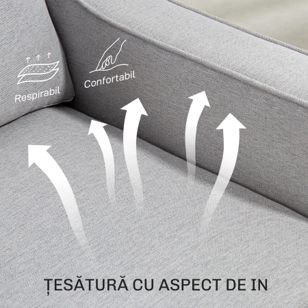  Fotoliu Modern in Material Textil cu Captuseala Groasa si Arcuri impachetate, 77x77x86 cm, Gri [5]