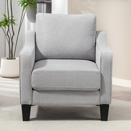  Fotoliu Modern in Material Textil cu Captuseala Groasa si Arcuri impachetate, 77x77x86 cm, Gri [7]