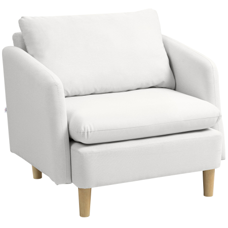 Scaune bucatarie & living -  Fotoliu Modern pentru Living din tesatura cu sezut Larg si Gros, Crem