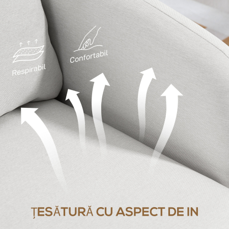  Fotoliu Modern pentru Living din tesatura cu sezut Larg si Gros, Crem [5]