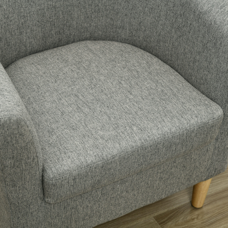  Fotoliu Modern, Scaun Accent Tapitat cu Picioare din Lemn, Scaun din Material Textil, 74x63x73 cm, Gri [8]
