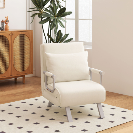  Fotoliu Pat 2-in-1, Design Modern cu Spatar Reglabil [1]