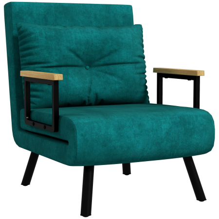 Bucatarie -  Fotoliu Pat 3 in 1 cu Spatar Reglabil in 5 Pozitii si Perna, 63x73x81 cm, Verde