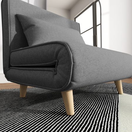  Fotoliu Pat 3 in 1 cu Spatar Reglabil pe 6 Nivele si Perna, Canapea Pat Pliant, 94x78x80 cm, Gri [8]