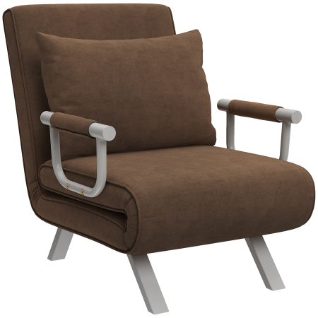 Bucatarie -  Fotoliu Pat Individual 3 in 1 cu Spatar Reglabil pe 5 Nivele si Perna, 65x69x80 cm, Maro