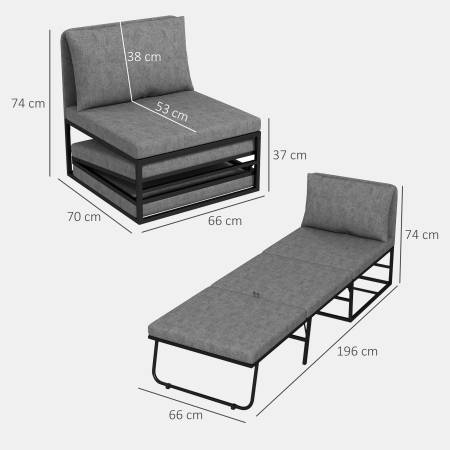  Fotoliu-Pat Modern cu Perna si Husa de Protectie Antipraf, 67x70x74 cm, Gri [2]