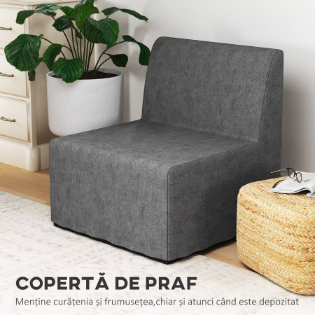  Fotoliu-Pat Modern cu Perna si Husa de Protectie Antipraf, 67x70x74 cm, Gri [6]
