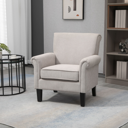  Fotoliu pentru Living, Stil Nordic, Tapitat cu Lemn si Poliester, Ideal pentru Living si Familie, 79x78x87 cm, Gri [1]
