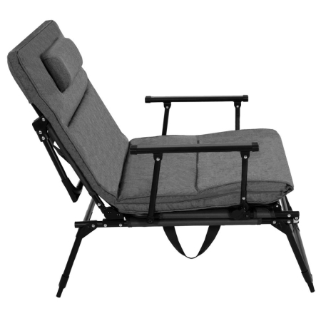 Fotoliu pliabil 2 in 1 tip sezlong, cu 5 pozitii, structura metalica si saltea inclusa, 180x58x89 cm, gri [9]