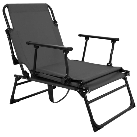 Fotoliu pliabil 2 in 1 tip sezlong, cu 5 pozitii, structura metalica si saltea inclusa, 180x58x89 cm, gri [19]