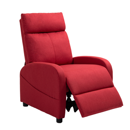 Scaune bucatarie & living -  Fotoliu Rabatabil Manual cu Suport pentru Picioare din Material Textil cu Efect de In, 69x85x100 cm, Rosu Vin