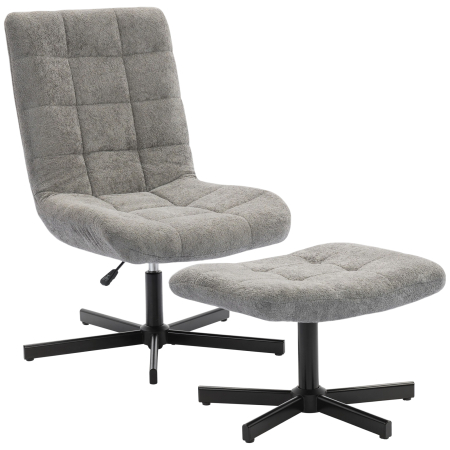 Scaune bucatarie & living -  Fotoliu Reclinabil cu 4 Niveluri si Suport pentru Picioare Independent, Material Catifelat, 66x80x93-104 cm, Gri