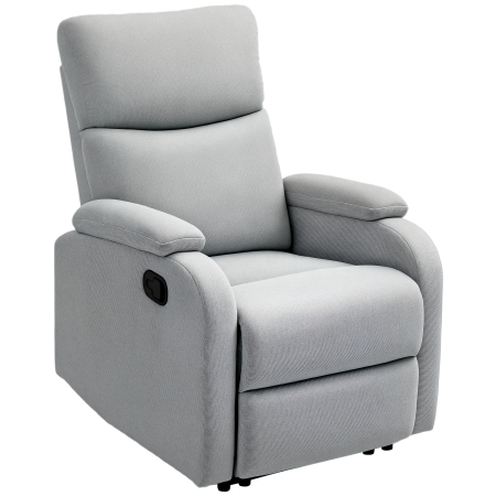 Mobila bucatarie -  Fotoliu Reclinabil Manual la 60° Extra Captusit in Material Textil cu Suport pentru Picioare, Gri
