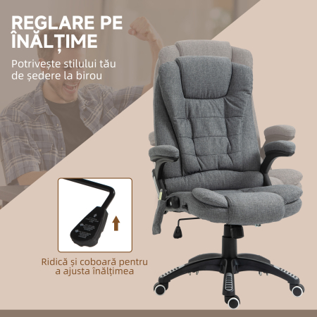  Fotoliu Relax - 6 Zone de Masaj, Gri [5]
