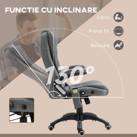  Fotoliu Relax - 6 Zone de Masaj, Gri [7]