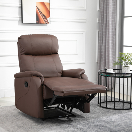  Fotoliu Relax Manual cu Spatar Reclinabil - Piele Sintetica Maro [1]