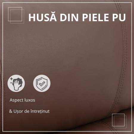  Fotoliu Relax Manual cu Spatar Reclinabil - Piele Sintetica Maro [5]