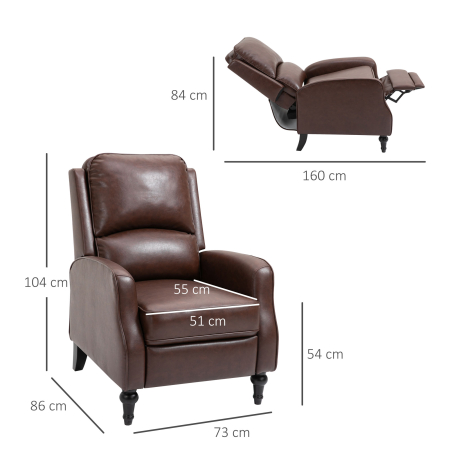  Fotoliu Relax Rabatabil 90° si 150° Manual din piele [2]