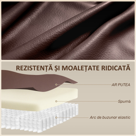  Fotoliu Relax Reclinabil cu 8 Puncte de Masaj, incalzire si Suport pentru Picioare, 87x97x100 cm, Maro [6]