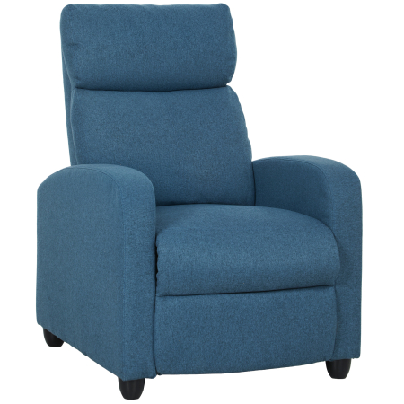 Mobila bucatarie -  Fotoliu Relax Reclinabil Manual cu Suport pentru Picioare si Tapiterie din tesatura, Albastru