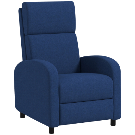 Scaune bucatarie & living -  Fotoliu Relax Reclinabil Manual pana la 160° cu Suport pentru Picioare, Albastru