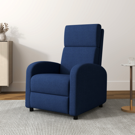  Fotoliu Relax Reclinabil Manual pana la 160° cu Suport pentru Picioare, Albastru [1]