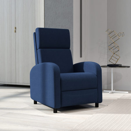  Fotoliu Relax Reclinabil Manual pana la 160° cu Suport pentru Picioare, Albastru [8]