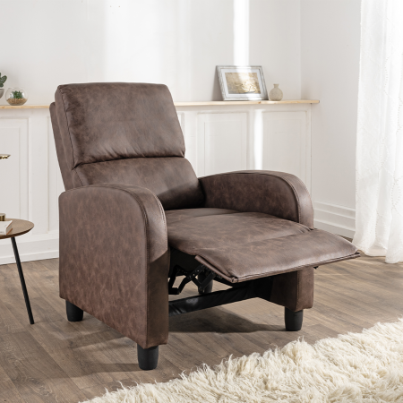 Fotoliu relax recliner cu mecanism Push-Back pentru inclinarea spatarului si o pozitie confortabila de odihna, tapiterie moale din chenille, sezut cu [6]