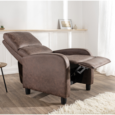 Fotoliu relax recliner cu mecanism Push-Back pentru inclinarea spatarului si o pozitie confortabila de odihna, tapiterie moale din chenille, sezut cu [5]