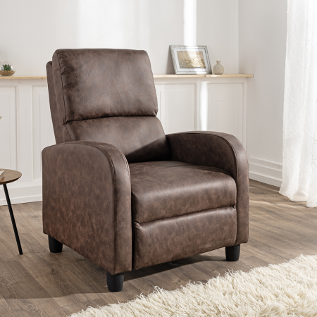 Fotoliu relax recliner cu mecanism Push-Back pentru inclinarea spatarului si o pozitie confortabila de odihna, tapiterie moale din chenille, sezut cu [7]