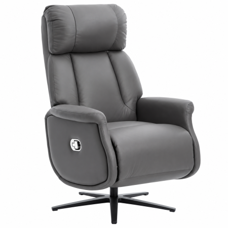 Living & hol - Fotoliu relax recliner rotativ 360°, cu spatar reglabil si inclinare, suport picioare extensibil automat la inclinare, tapiterie textila cu aspect de